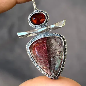 PRE-ORDER FOR KOLBY- Super Seven & Garnet Pendant