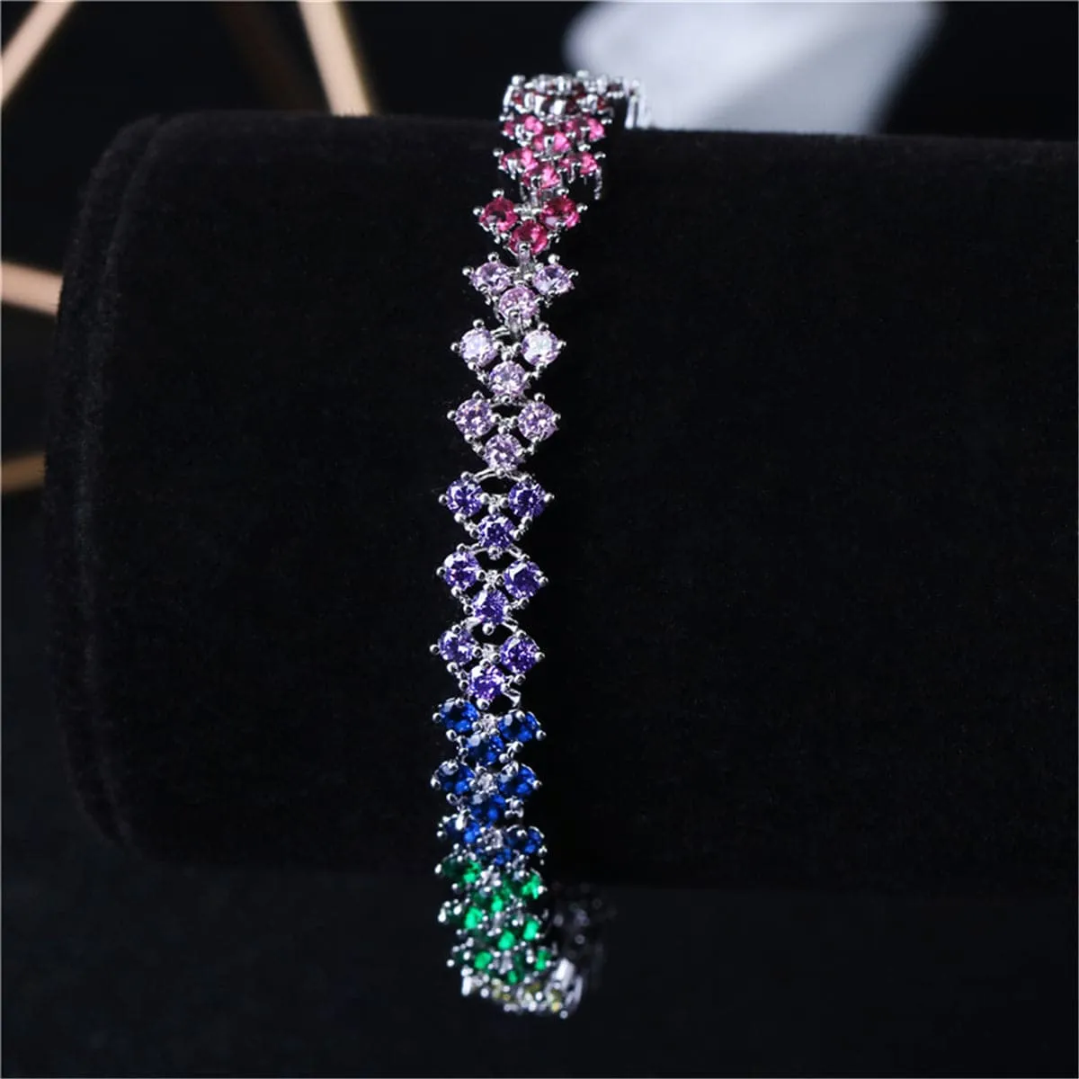 Purple & Blue Multicolor Cubic Zirconia Bracelet