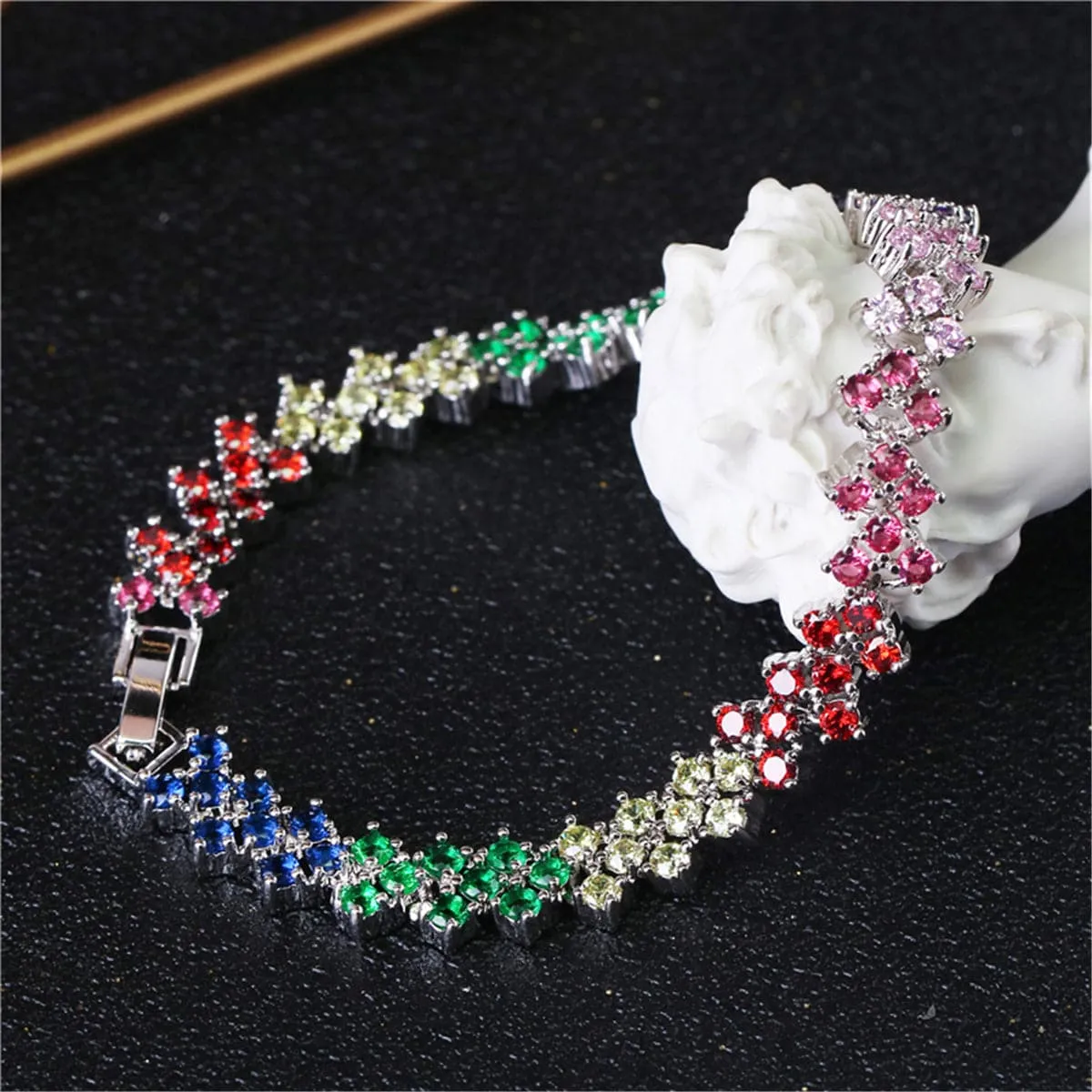 Purple & Blue Multicolor Cubic Zirconia Bracelet