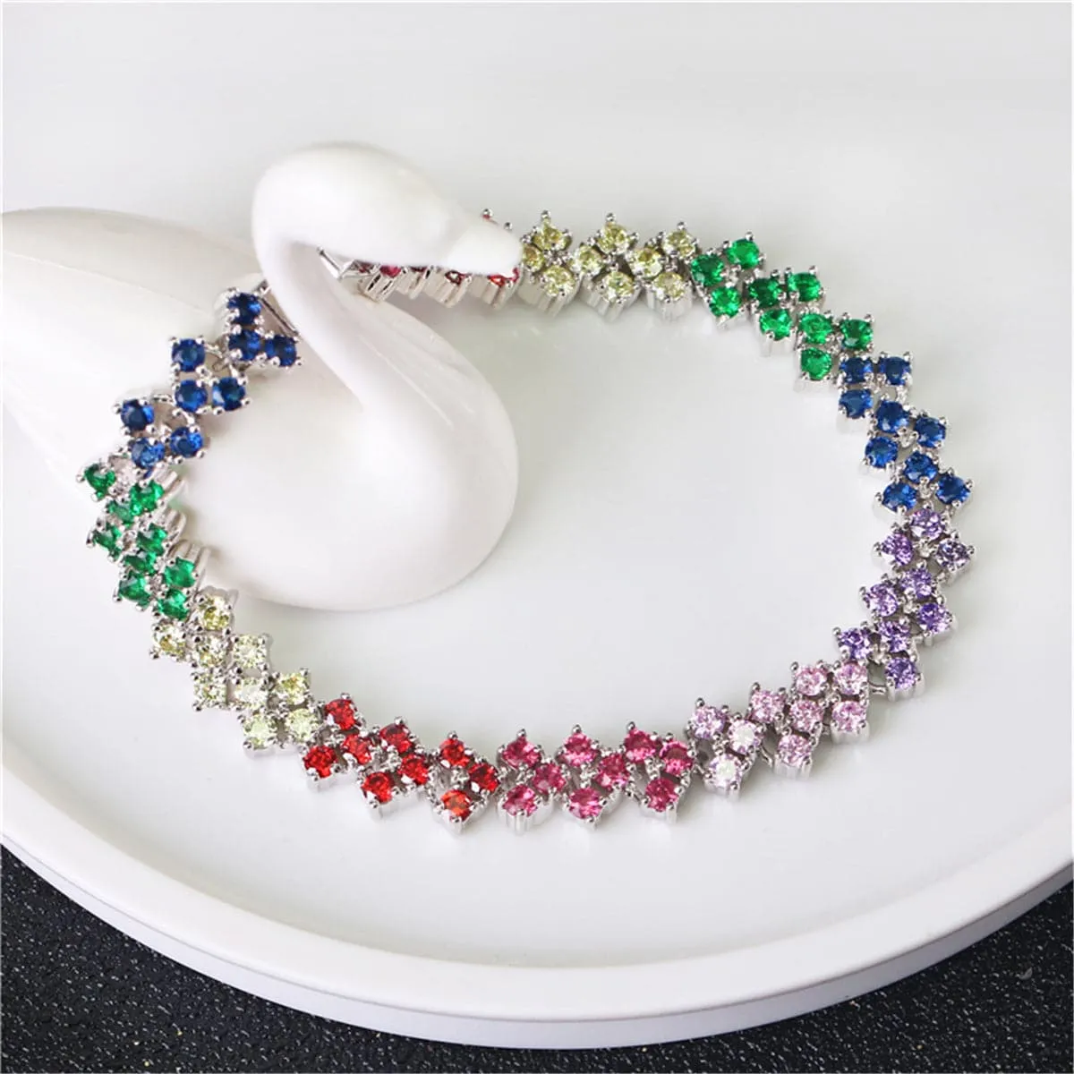 Purple & Blue Multicolor Cubic Zirconia Bracelet