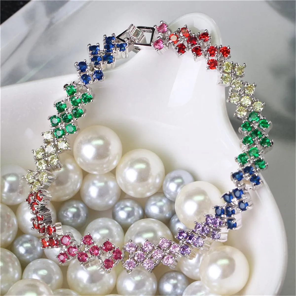 Purple & Blue Multicolor Cubic Zirconia Bracelet