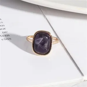 Purple Quartz & 18K Gold-Plated Cushion-Cut Ring