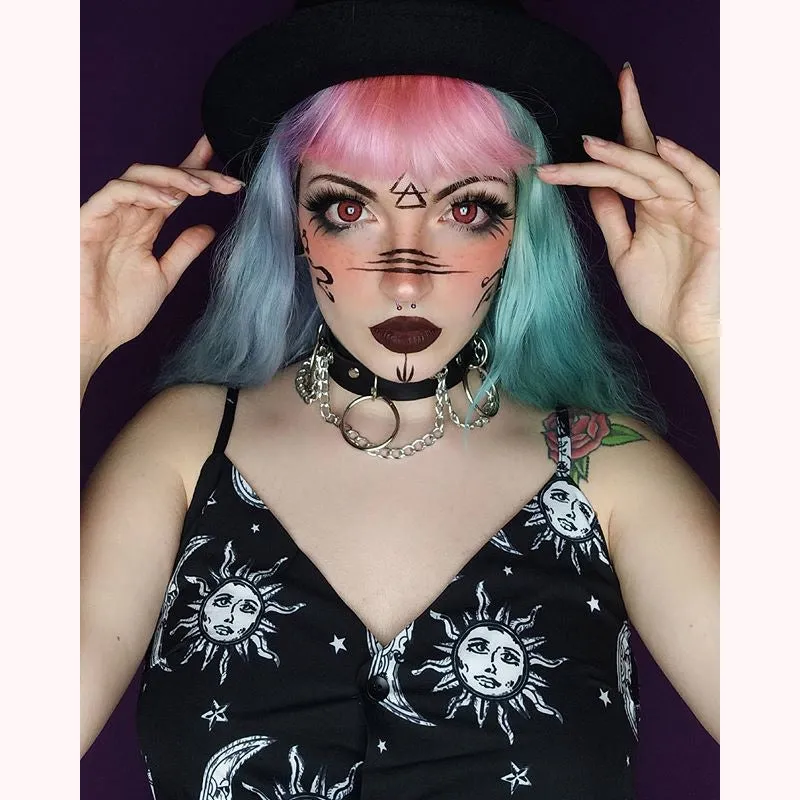 "BLACK/RED PUNK CHAIN" CHOKER Y021602