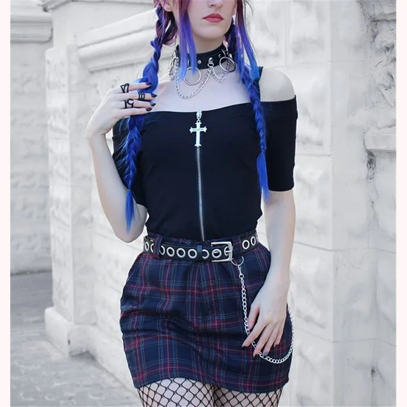 "BLACK/RED PUNK CHAIN" CHOKER Y021602