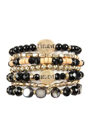 "I BELIEVE" CHARM MIX BEADS BRACELET