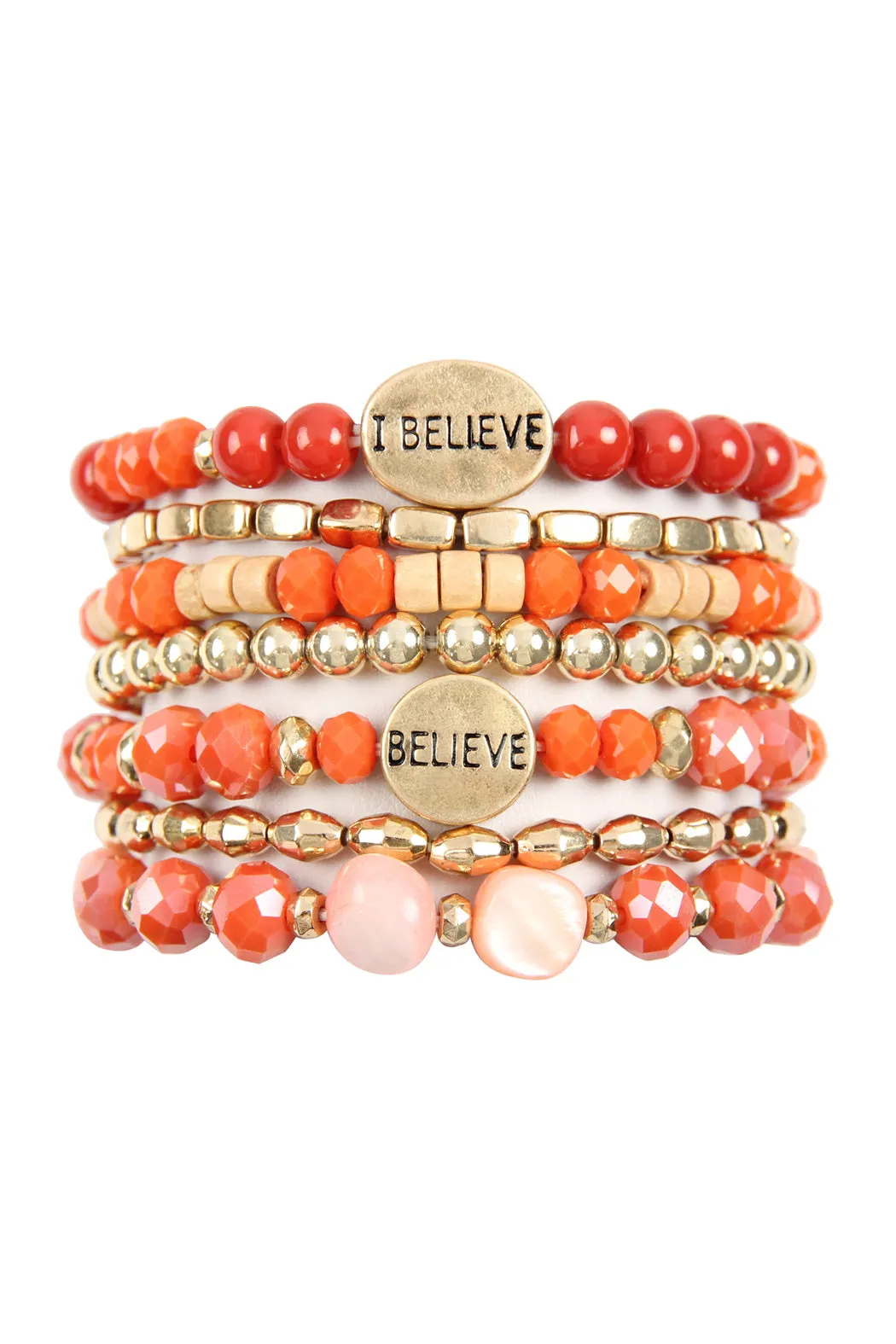 "I BELIEVE" CHARM MIX BEADS BRACELET