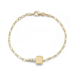"Mini Catherine Key" Chain Bracelet with Three Diamonds