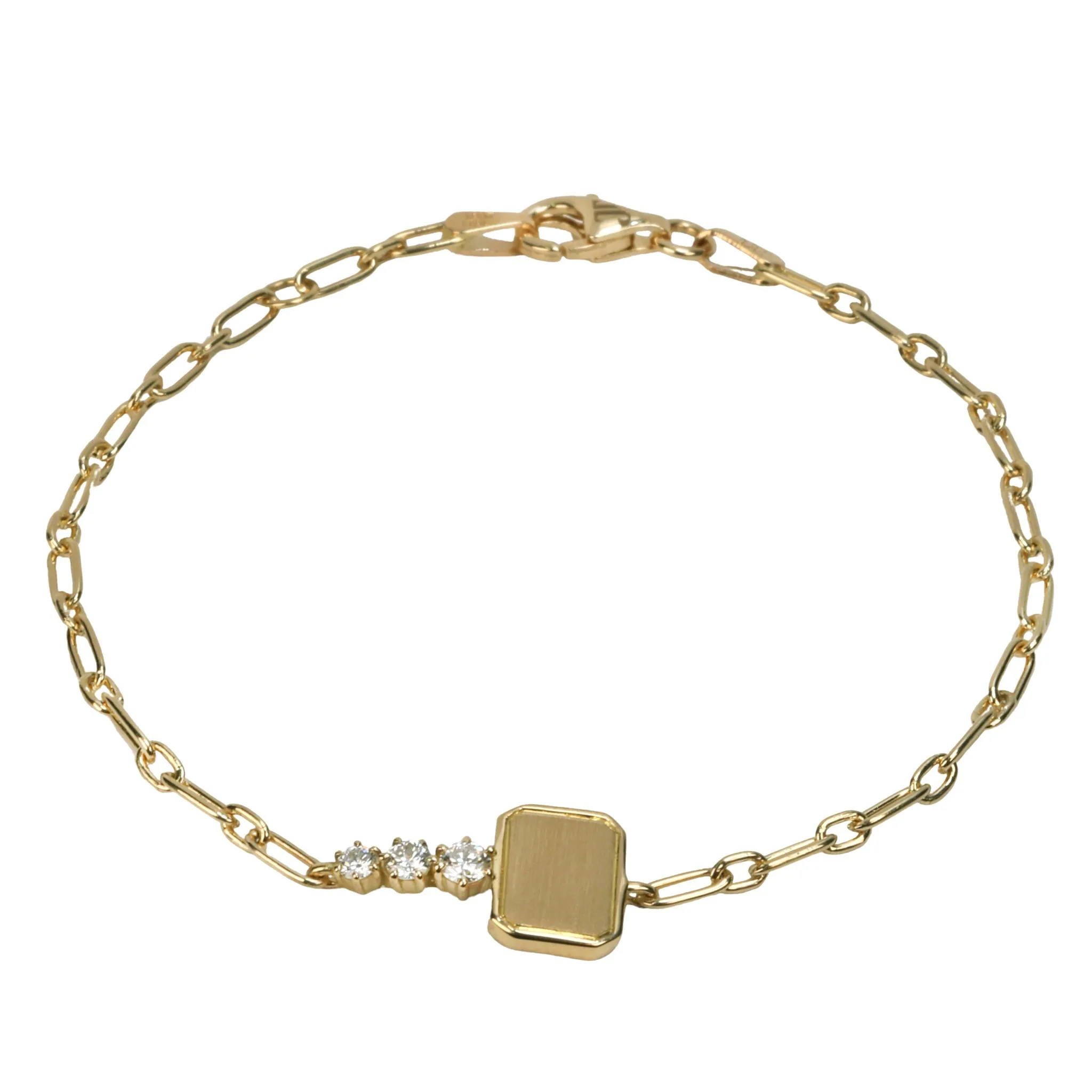 "Mini Catherine Key" Chain Bracelet with Three Diamonds