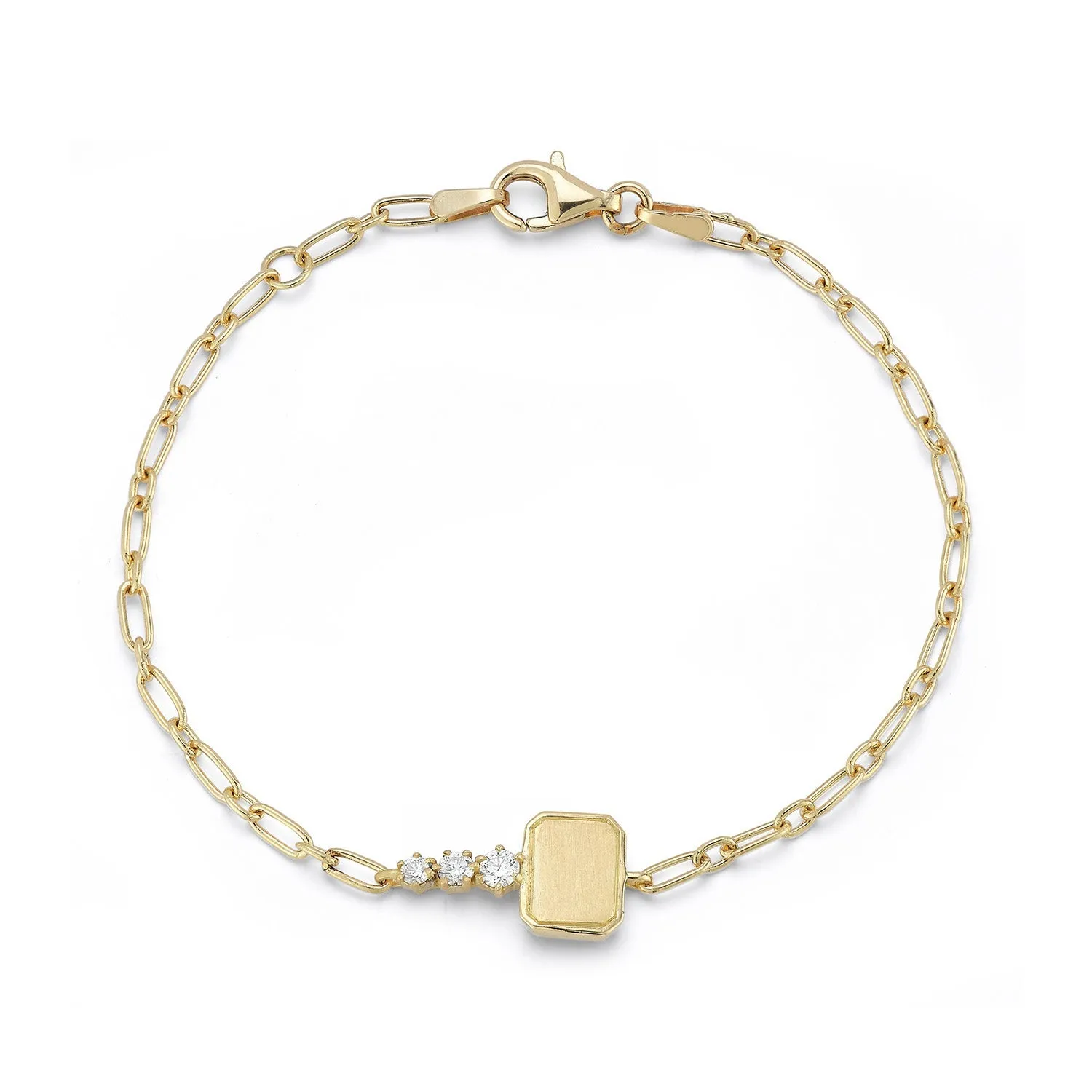 "Mini Catherine Key" Chain Bracelet with Three Diamonds