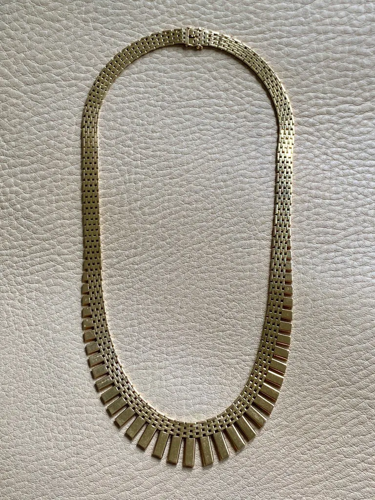 RADIANT! 14k Gold Cleopatra Link Necklace - Vintage Danish - 17 inch length