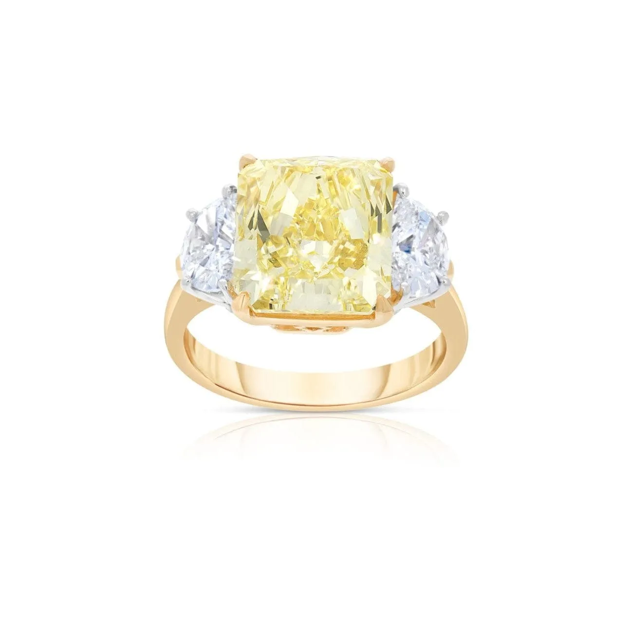 Radiant Cut 6.37 ct Platinum & 18K Yellow Gold Fancy Intense Yellow Diamond Engagement Ring