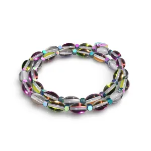 Rainbow Andromeda x Hematite | Galaxy Glass Orbit Bracelet