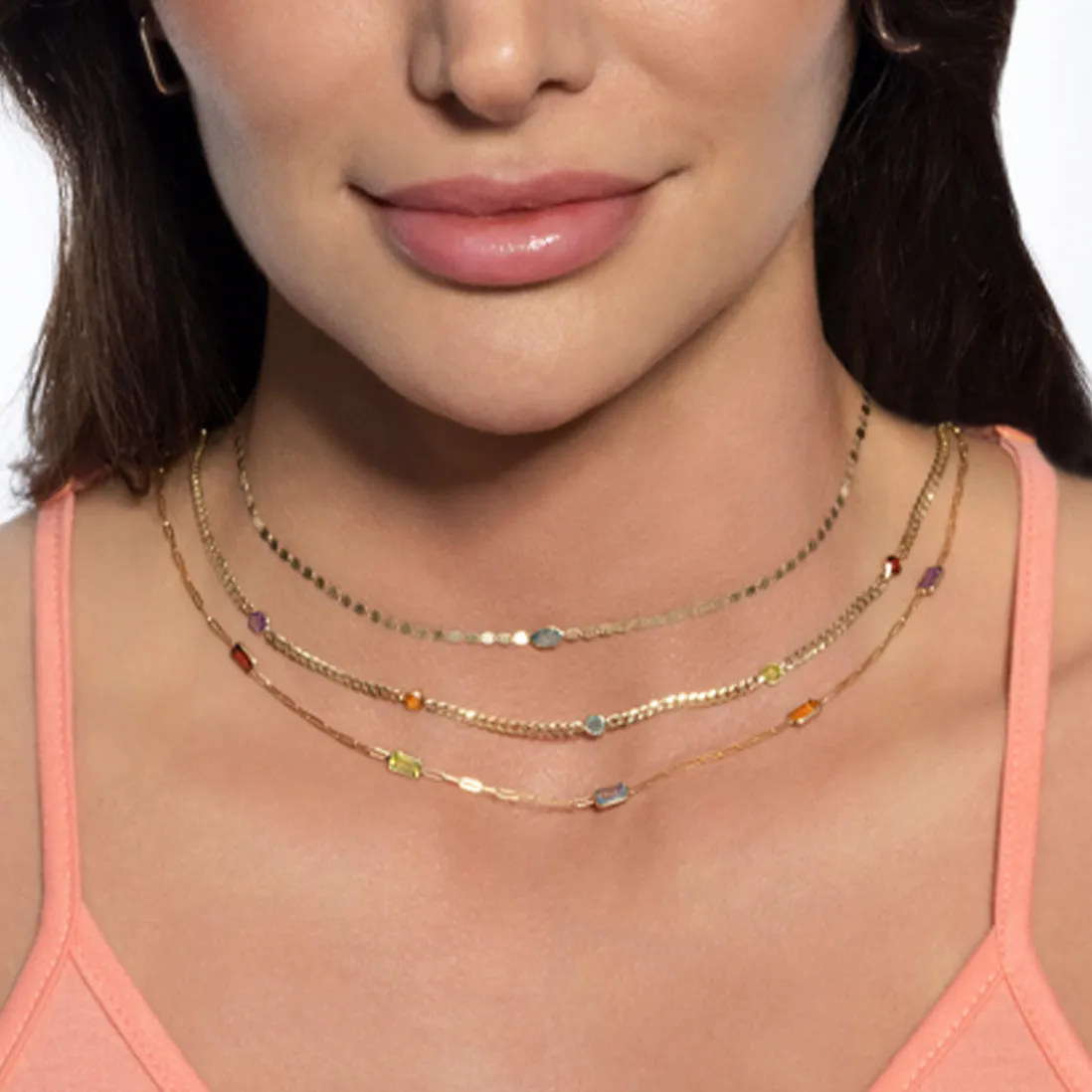 Rainbow Gemstone Curb Necklace