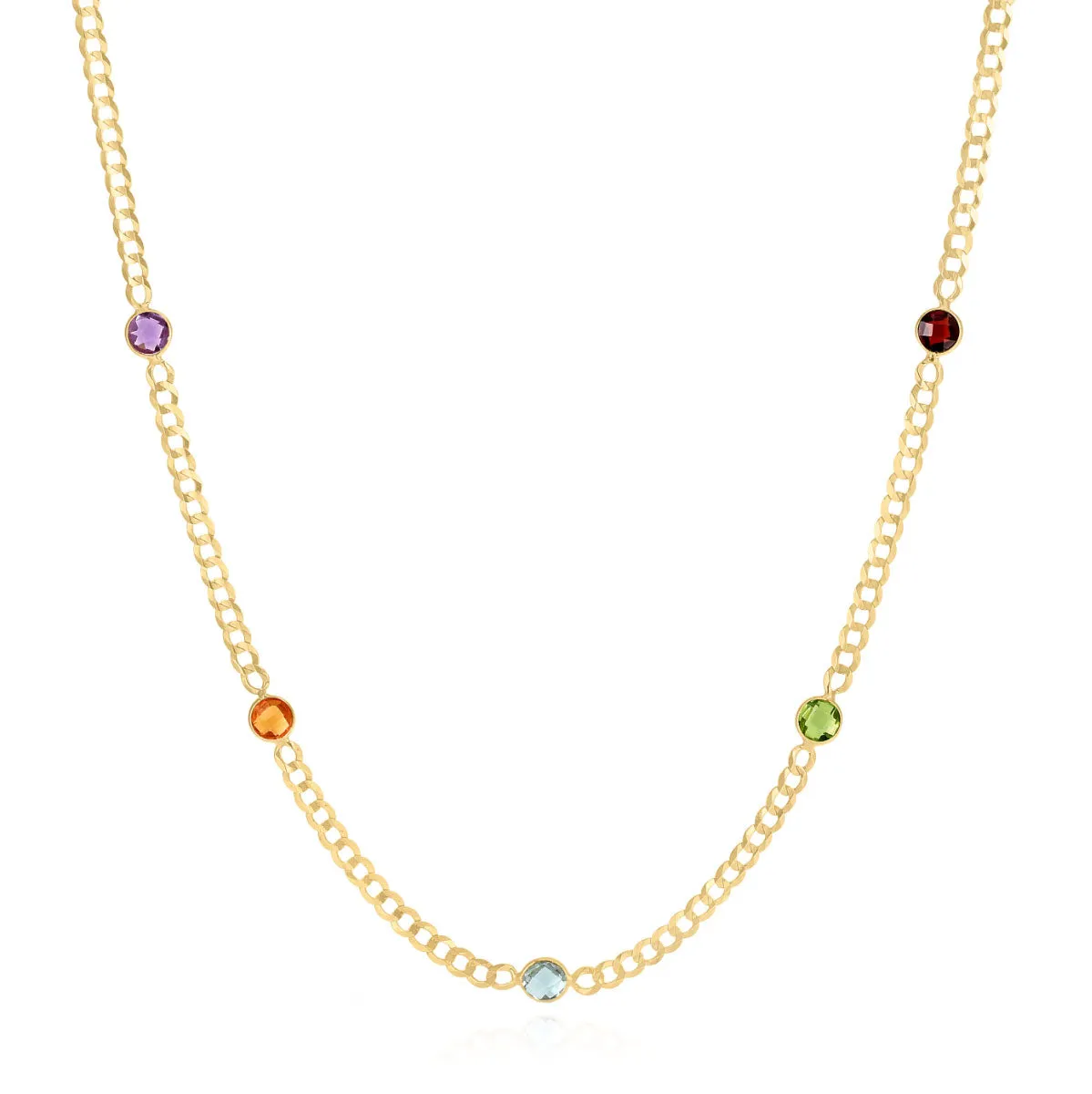 Rainbow Gemstone Curb Necklace