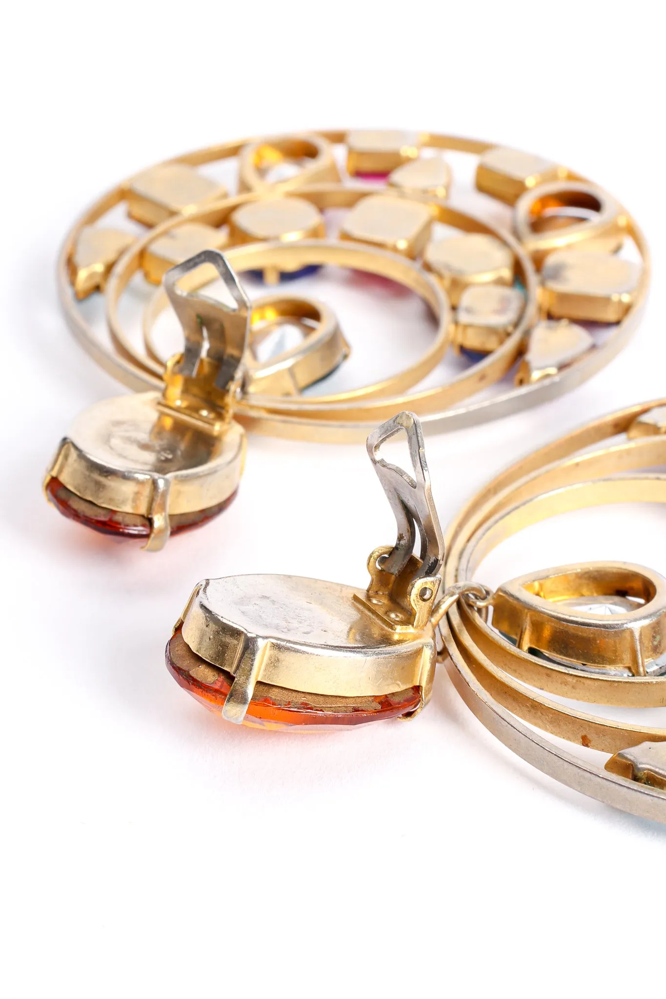Rainbow Jeweled Hoop Drop Earrings