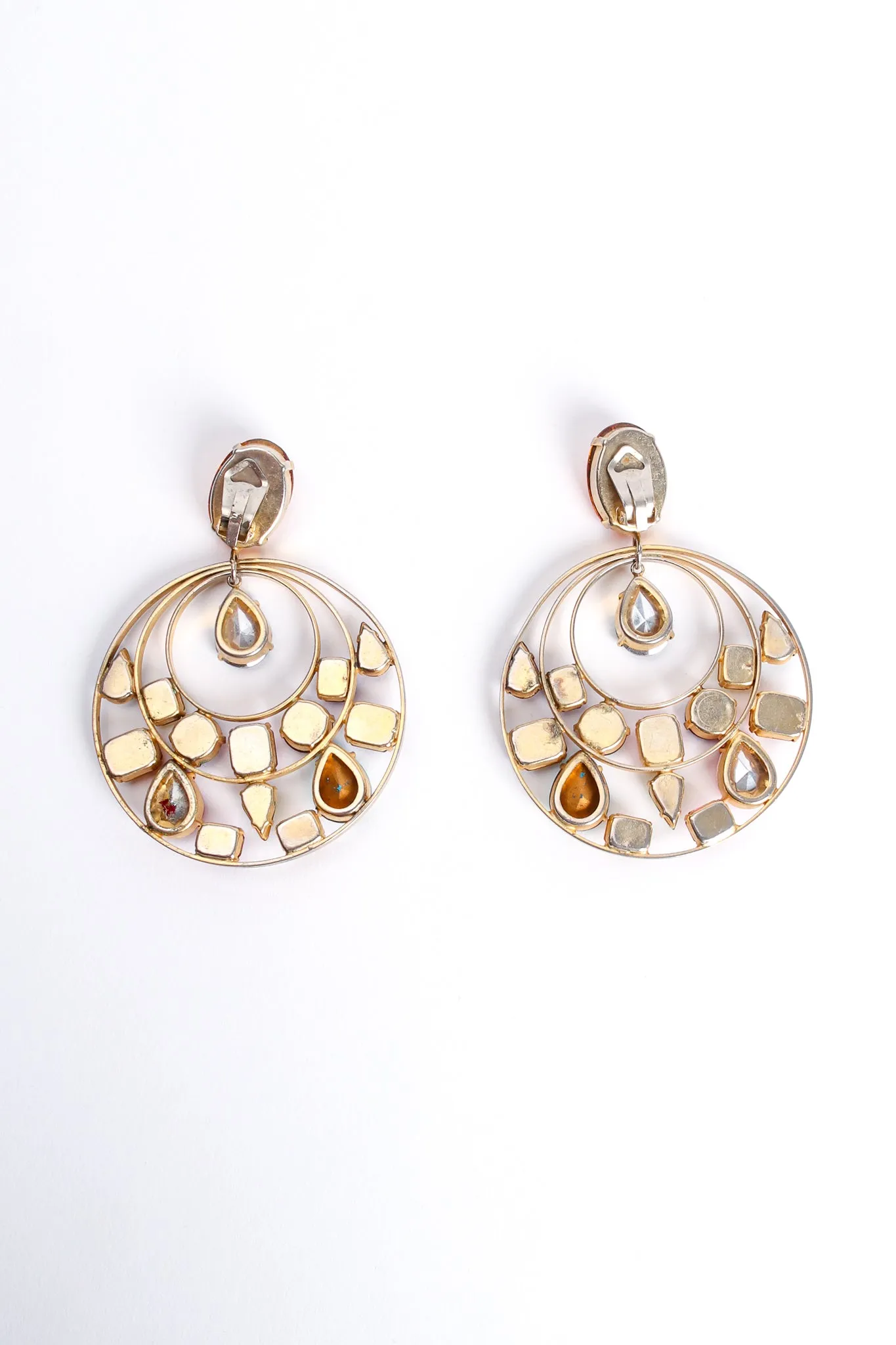 Rainbow Jeweled Hoop Drop Earrings
