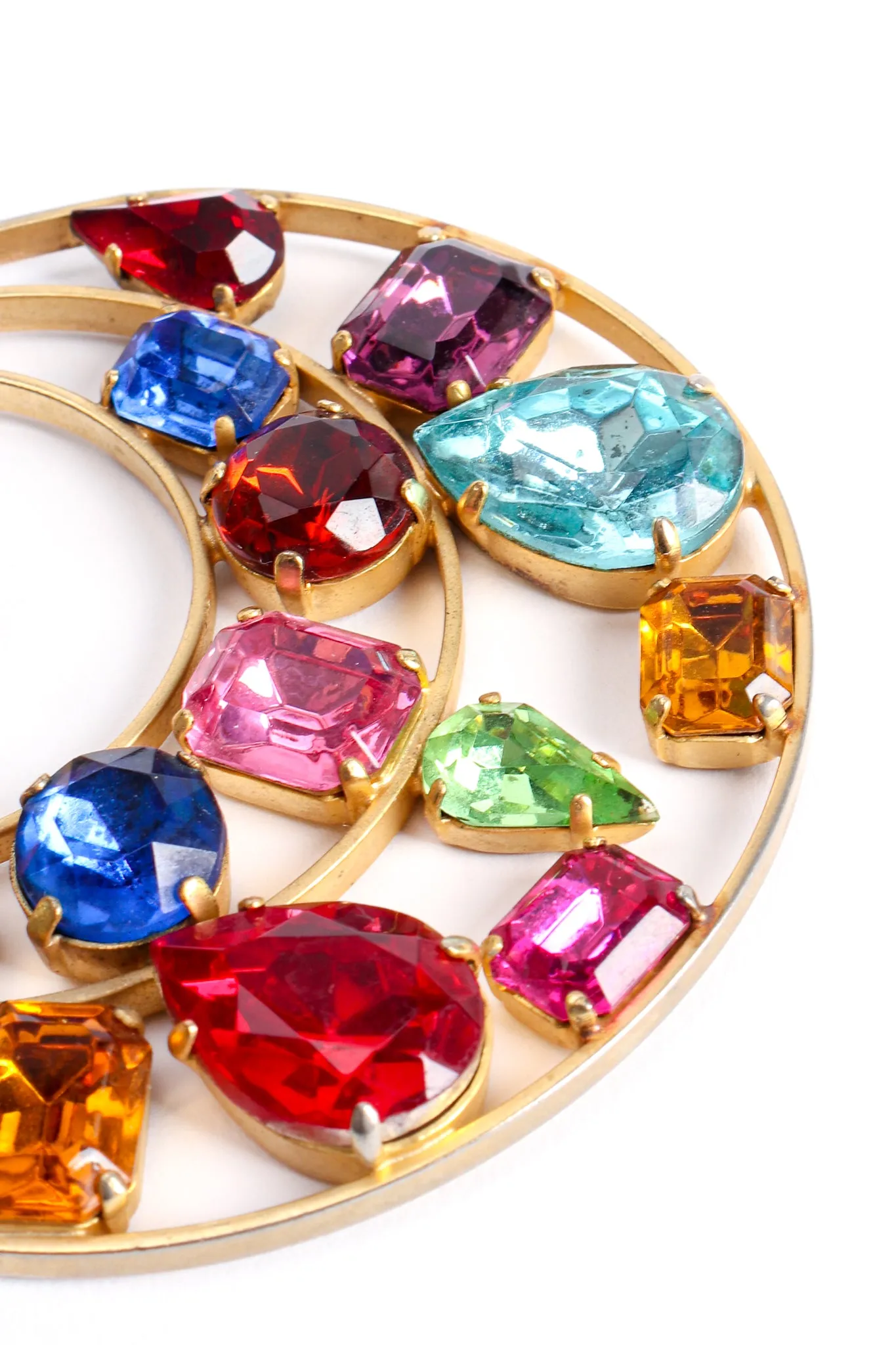 Rainbow Jeweled Hoop Drop Earrings