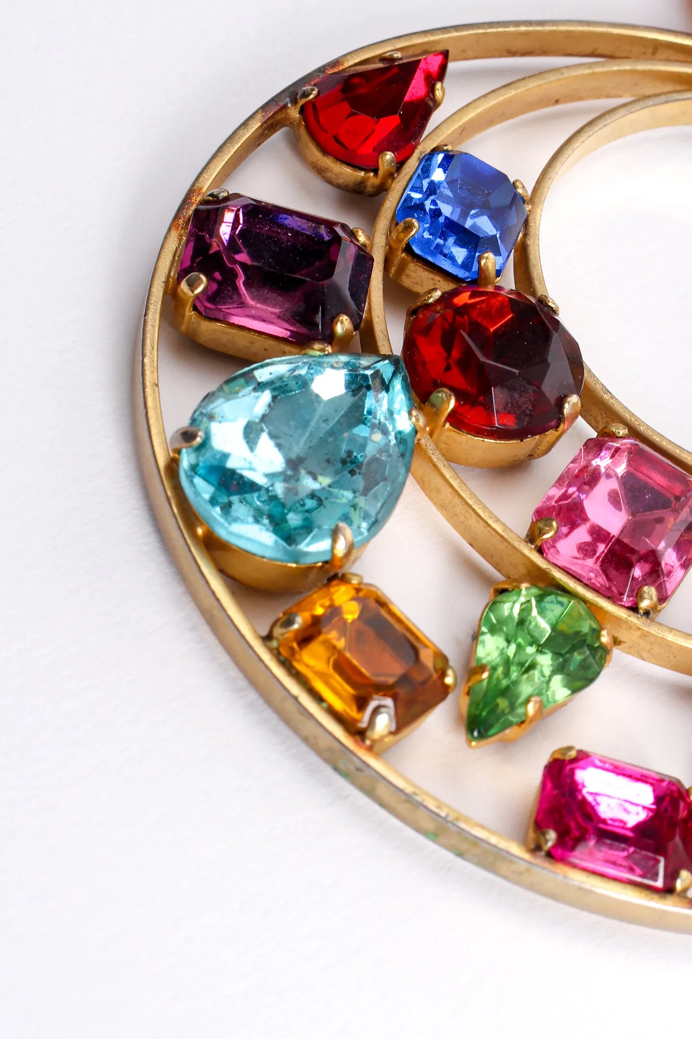 Rainbow Jeweled Hoop Drop Earrings