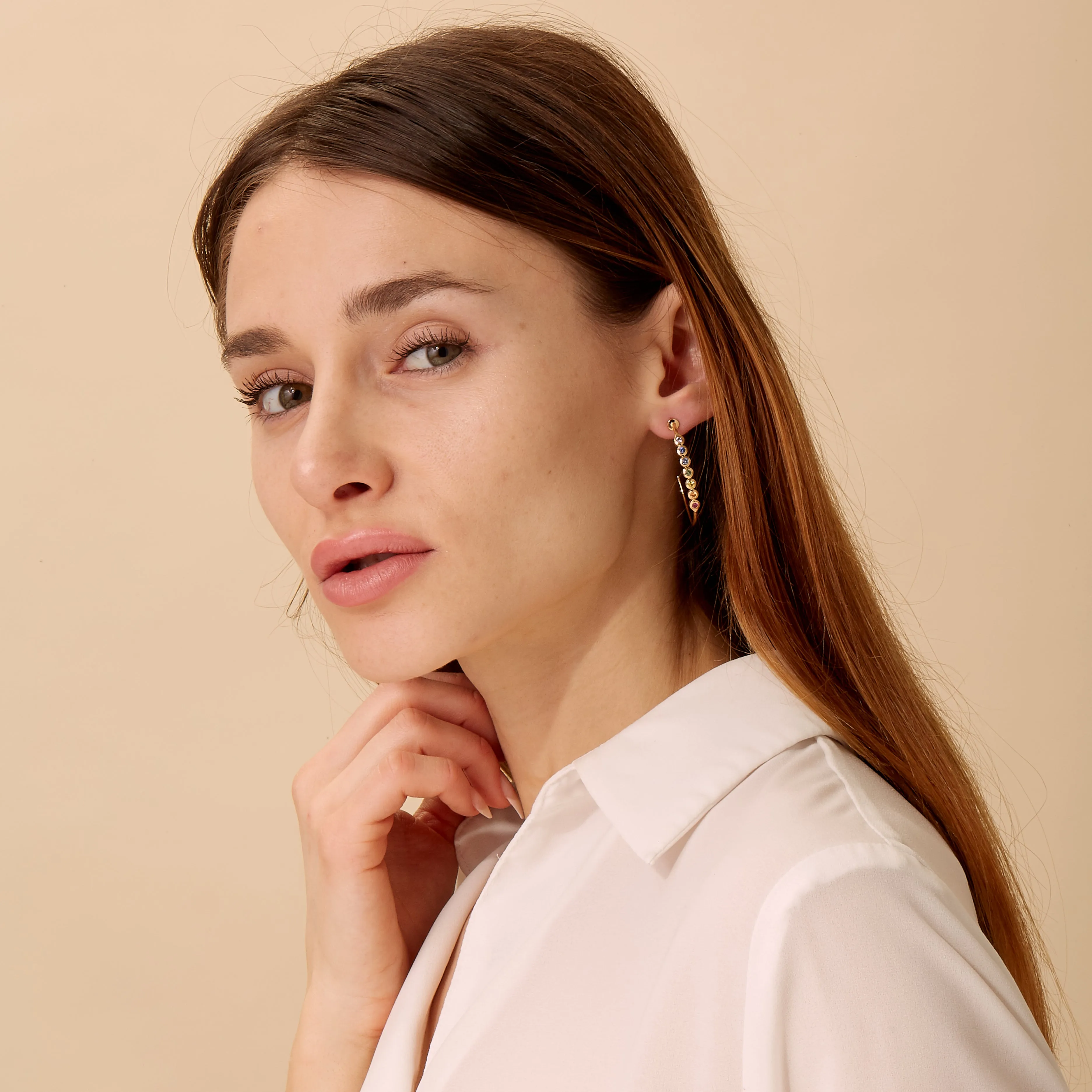 Rainbow Sapphire Hoops