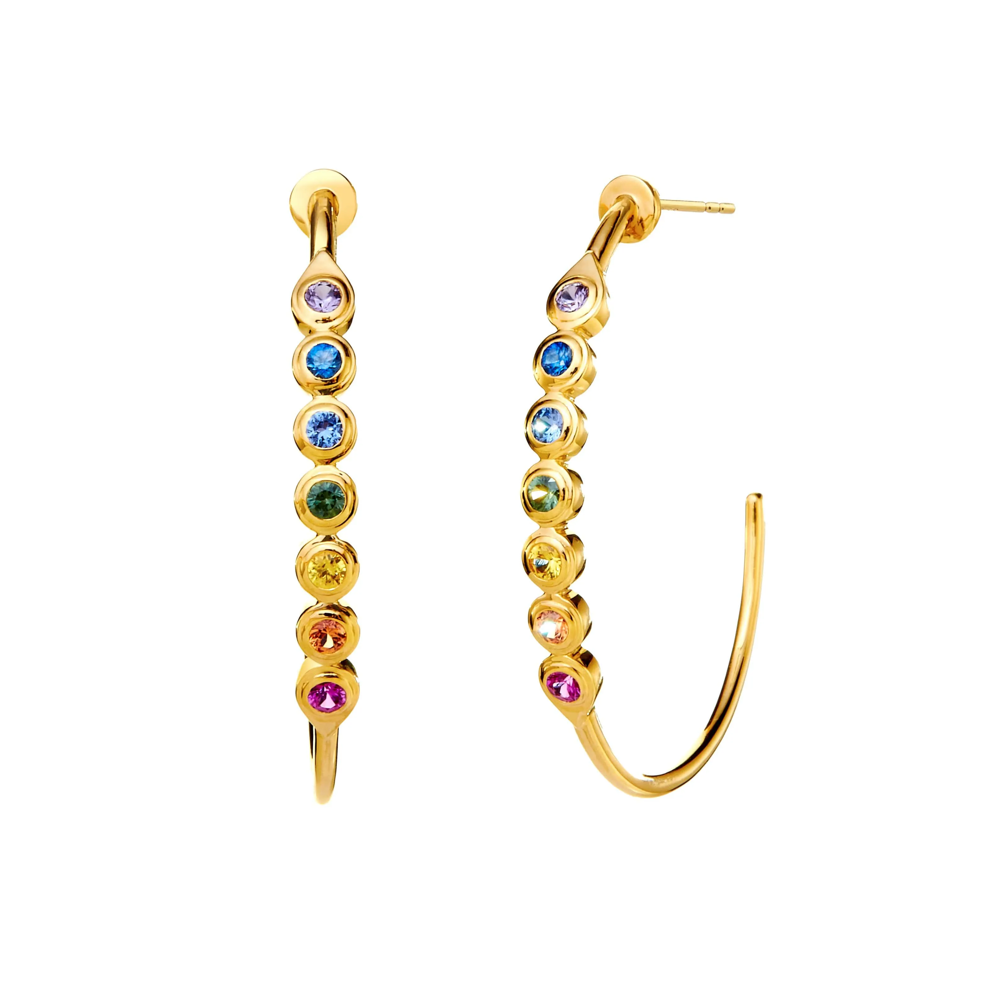 Rainbow Sapphire Hoops