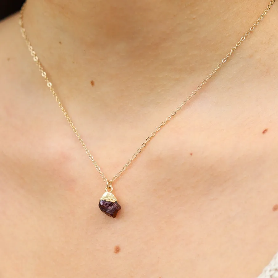 Raw Garnet Chain Necklace