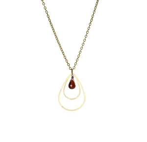 Red Garnet Double Teardrop Necklace