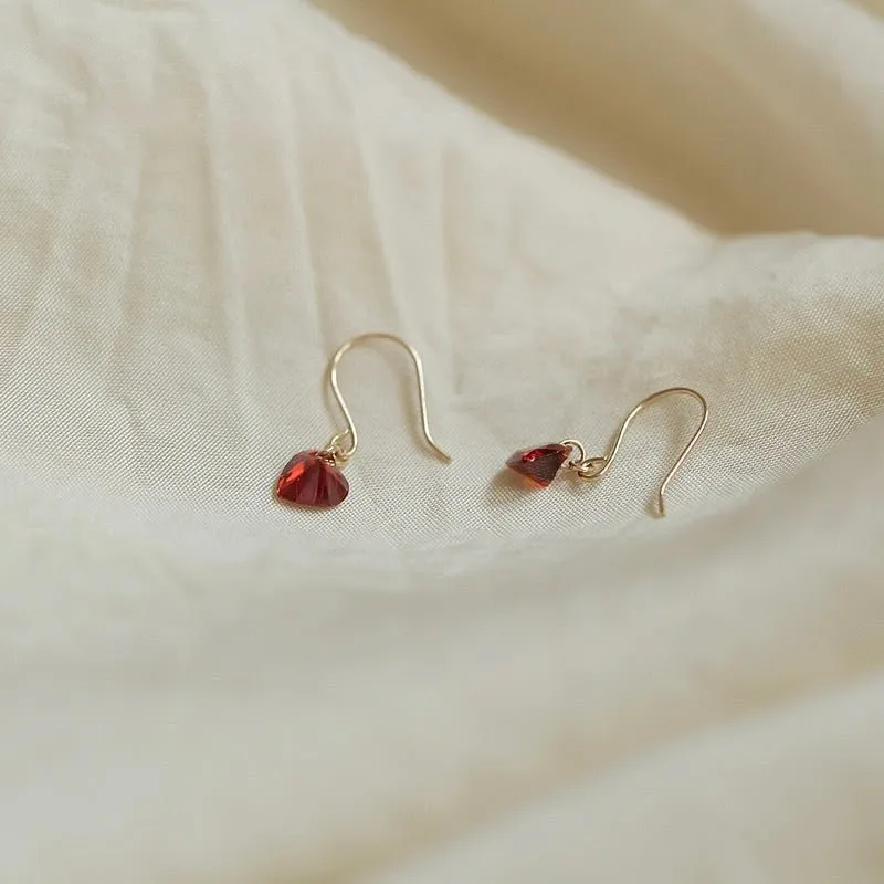 Red Heart Drop Earrings
