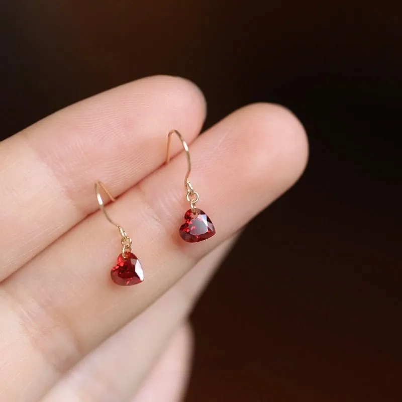 Red Heart Drop Earrings