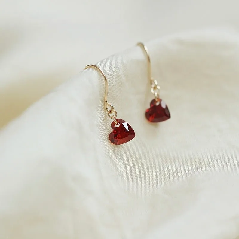Red Heart Drop Earrings