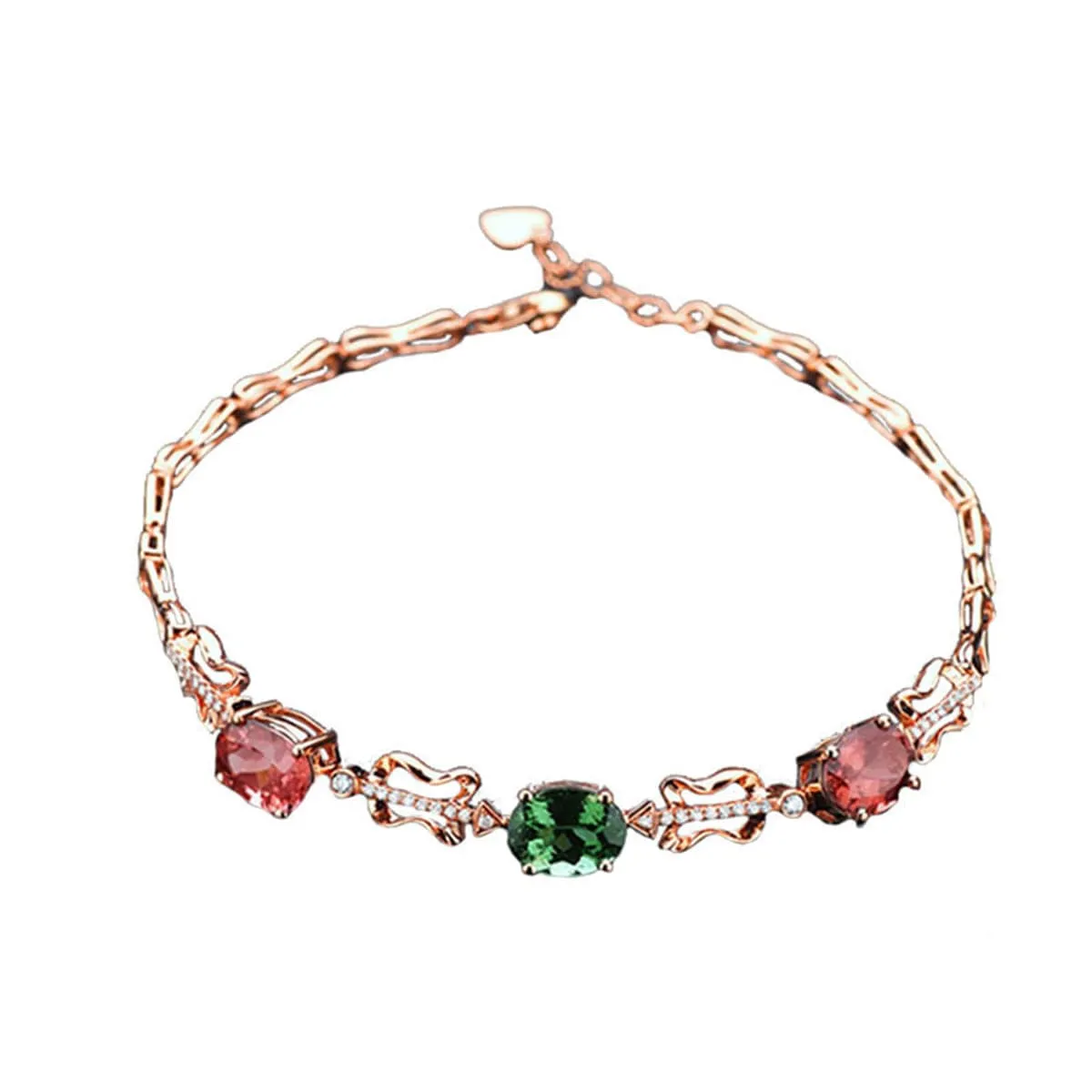 Red Oval Crystal & 18K Rose Gold-Plated Charm Bracelet
