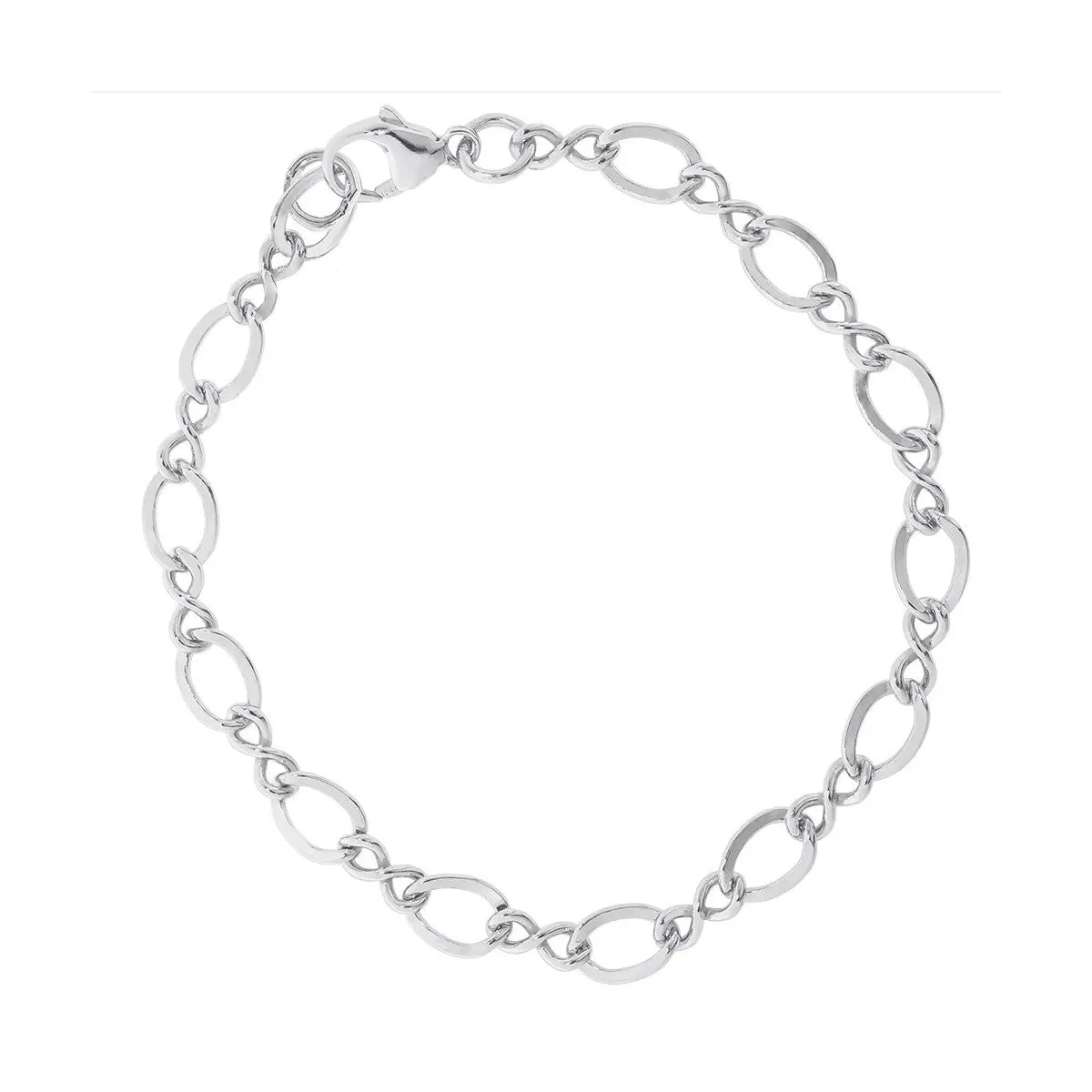 Rembrandt Charms Sterling Silver Rhodium or Gold Plated Infinity Link Charm Bracelet