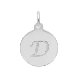 Rembrandt Charms Sterling Silver Rhodium or Gold Plated Initial D Disc Charm Pendant