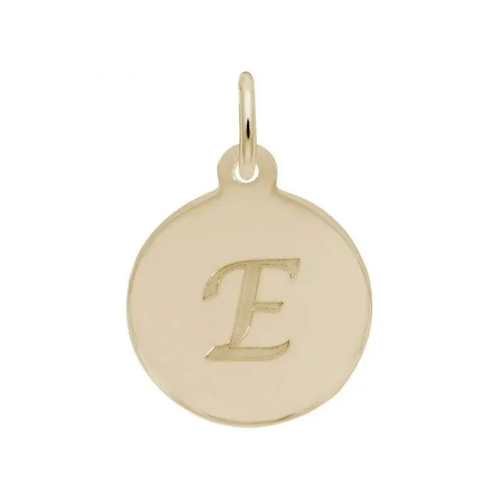 Rembrandt Charms Sterling Silver Rhodium or Gold Plated Initial E Disc Charm Pendant