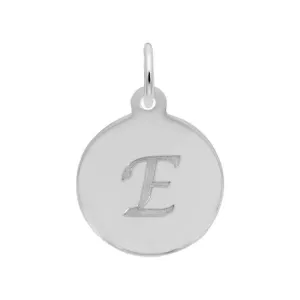 Rembrandt Charms Sterling Silver Rhodium or Gold Plated Initial E Disc Charm Pendant