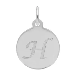 Rembrandt Charms Sterling Silver Rhodium or Gold Plated Initial H Disc Charm Pendant