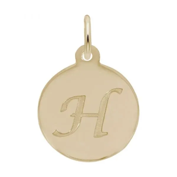 Rembrandt Charms Sterling Silver Rhodium or Gold Plated Initial H Disc Charm Pendant
