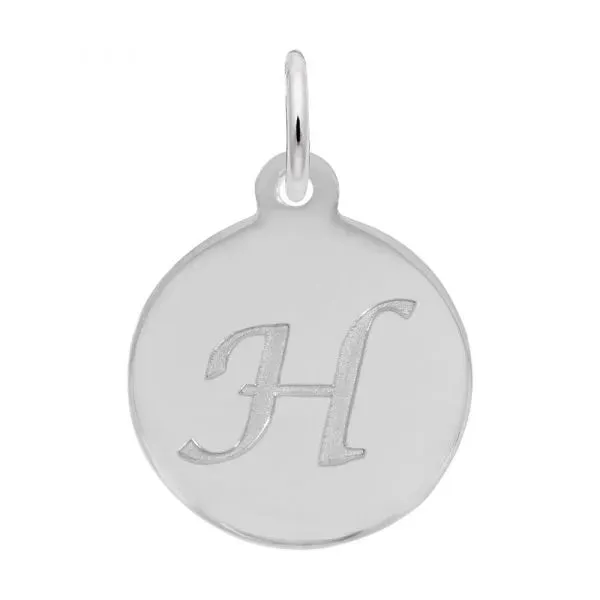 Rembrandt Charms Sterling Silver Rhodium or Gold Plated Initial H Disc Charm Pendant