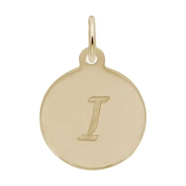 Rembrandt Charms Sterling Silver Rhodium or Gold Plated Initial I Disc Charm Pendant