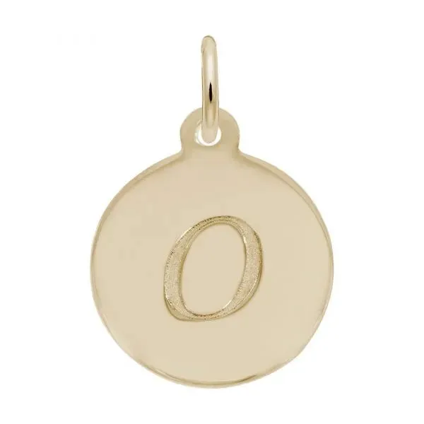Rembrandt Charms Sterling Silver Rhodium or Gold Plated Initial O Disc Charm Pendant