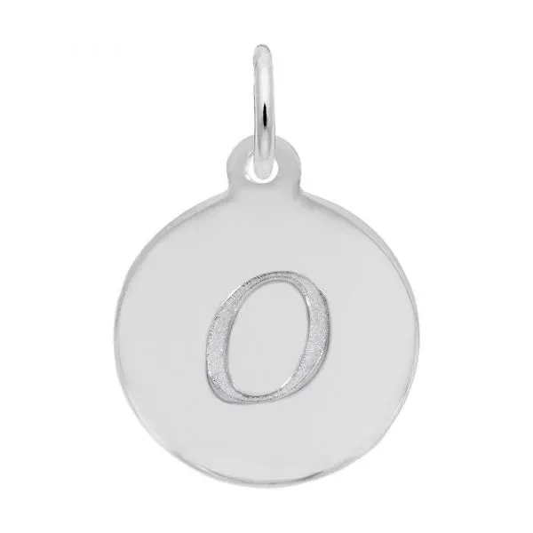 Rembrandt Charms Sterling Silver Rhodium or Gold Plated Initial O Disc Charm Pendant