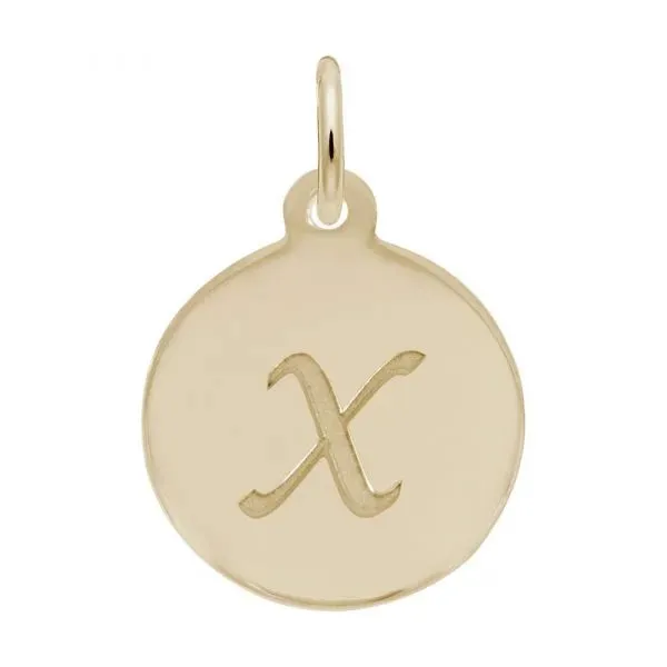 Rembrandt Charms Sterling Silver Rhodium or Gold Plated Initial X Disc Charm Pendant