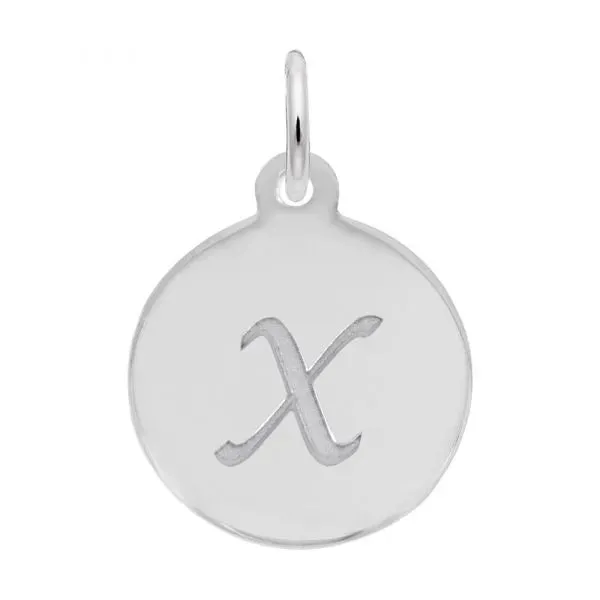 Rembrandt Charms Sterling Silver Rhodium or Gold Plated Initial X Disc Charm Pendant