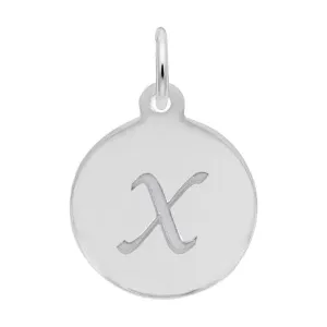 Rembrandt Charms Sterling Silver Rhodium or Gold Plated Initial X Disc Charm Pendant