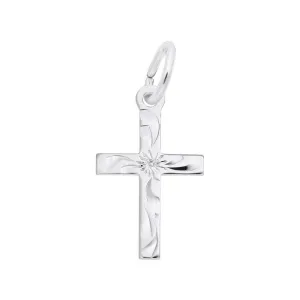 Rembrandt Charms Sterling Silver Rhodium or Gold Plated Small Flared Cross Pendant