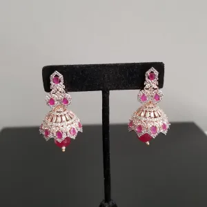 Reserved For Amulya Kishore American Diamond Jhumkas With Rose Gold Finish BT13