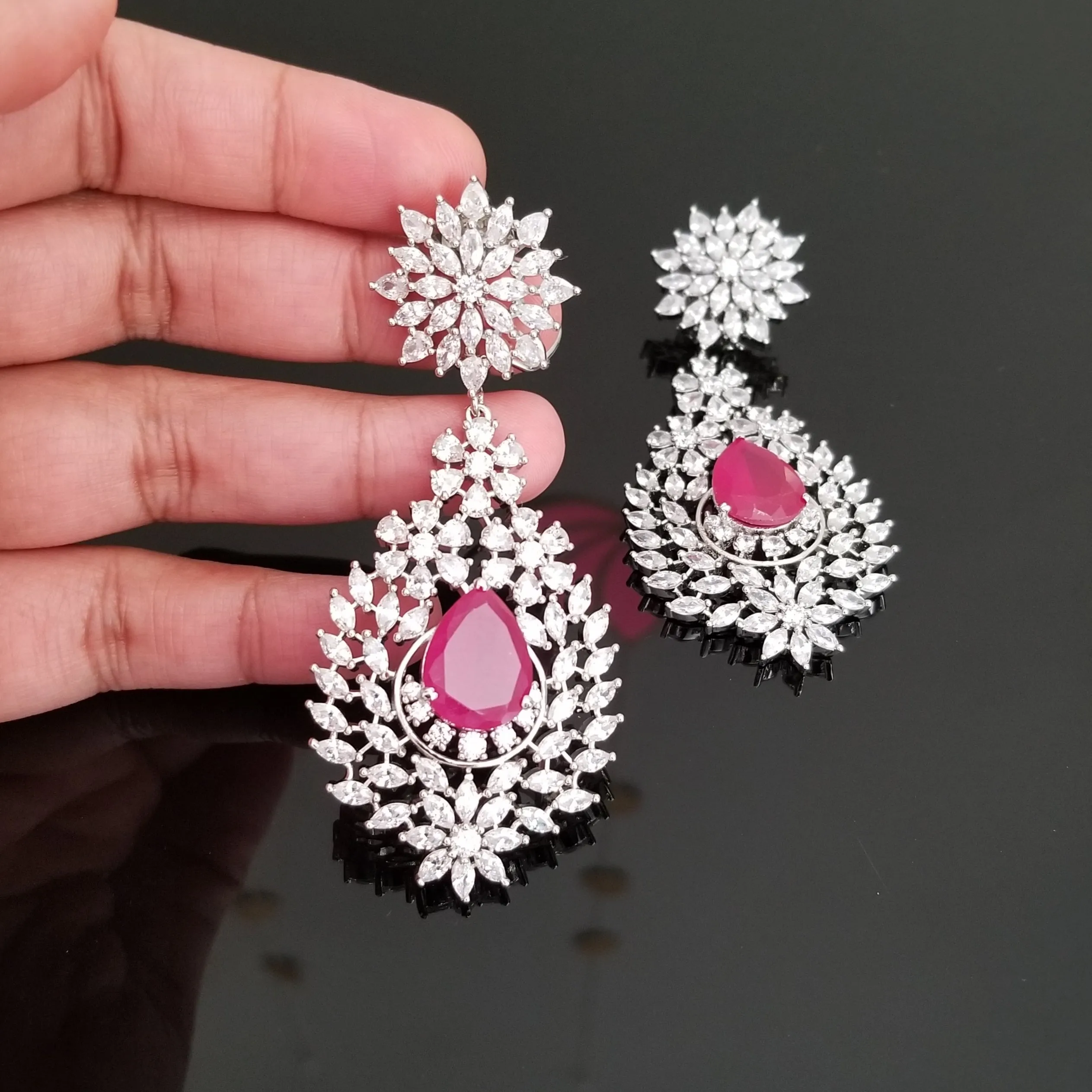 Reserved For Sneha Meenakshi American Diamond Designer Earrings DT19