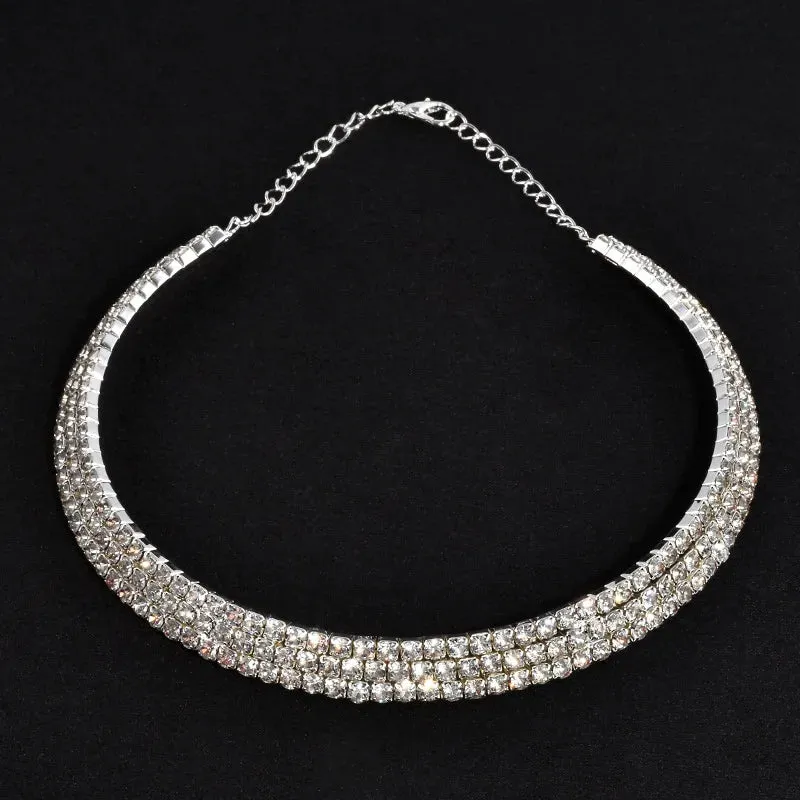 Rhinestone Choker Necklaces Torques Collar Women Statement Jewelry Girl Imitation Pearls Necklace