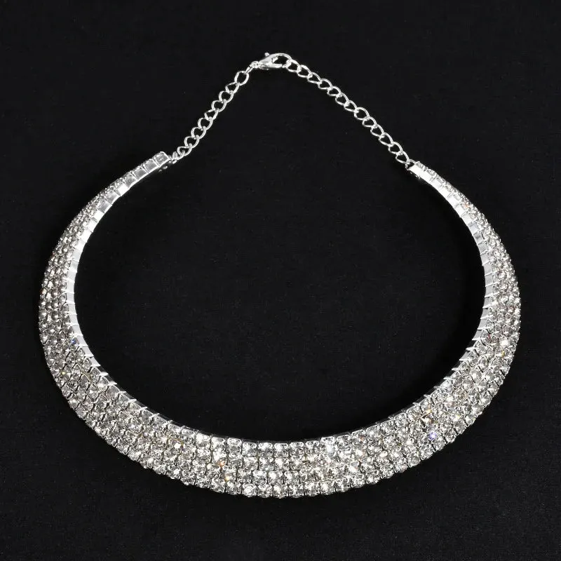 Rhinestone Choker Necklaces Torques Collar Women Statement Jewelry Girl Imitation Pearls Necklace