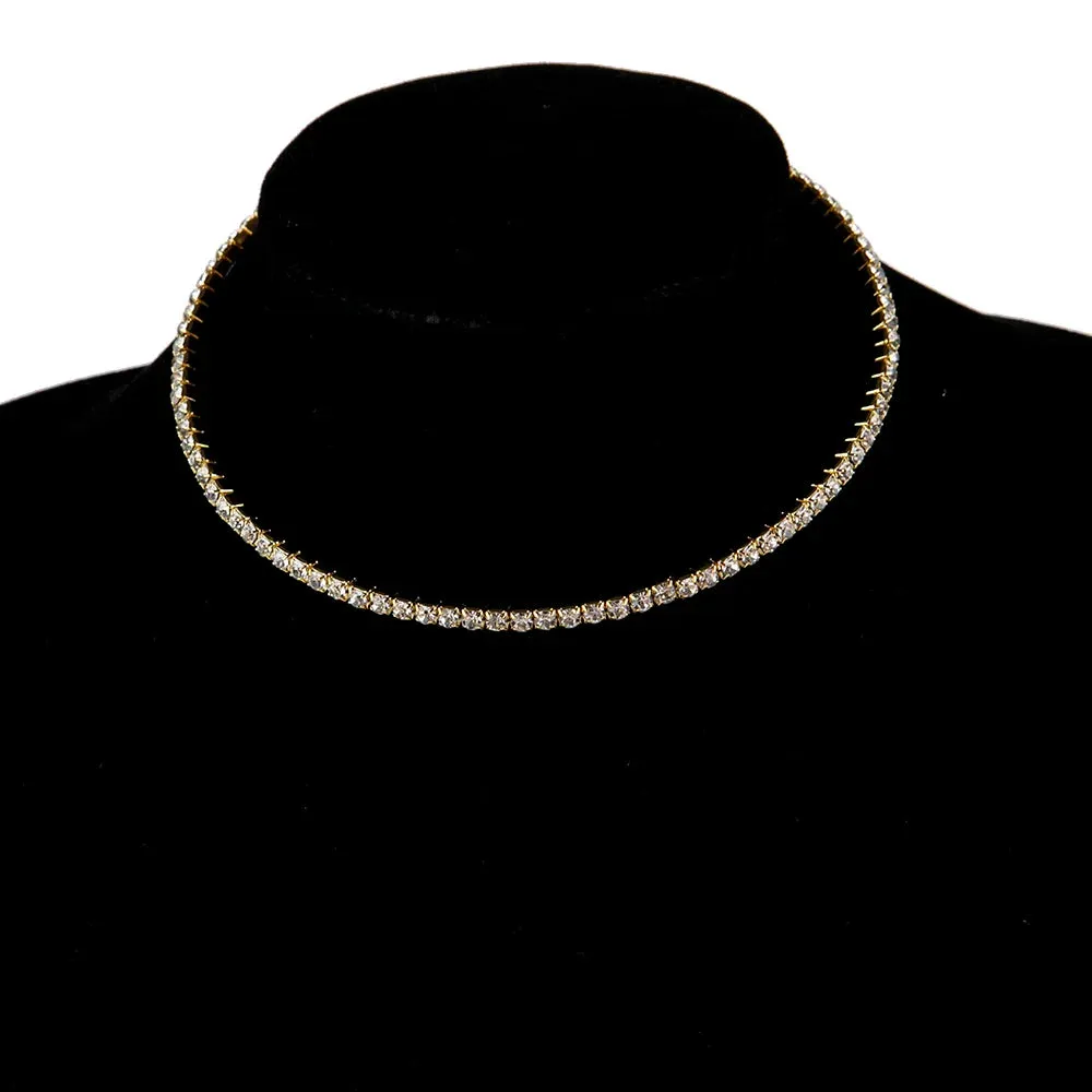 Rhinestone Choker Necklaces Torques Collar Women Statement Jewelry Girl Imitation Pearls Necklace