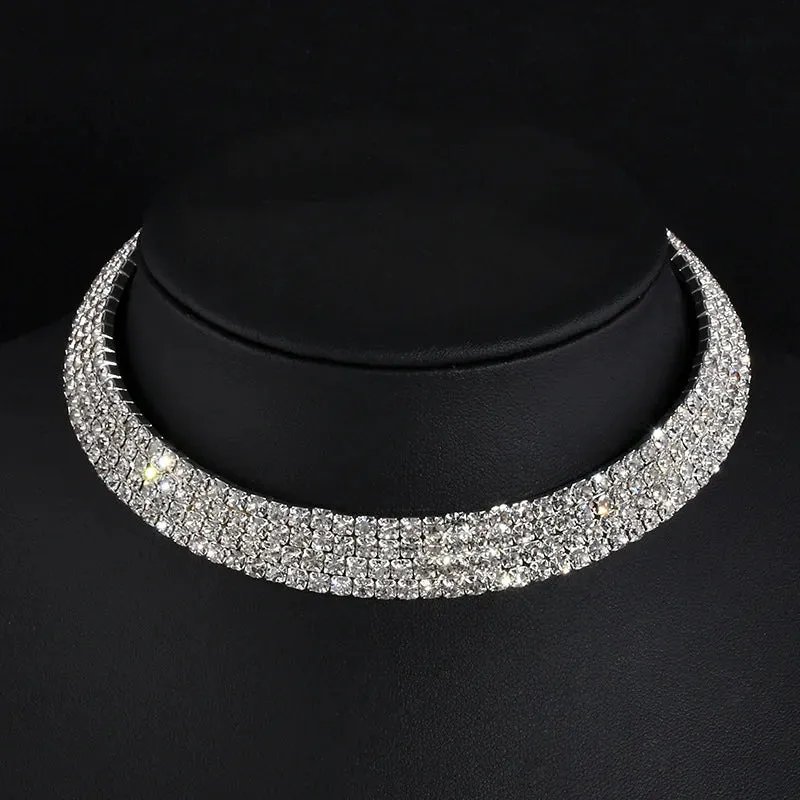 Rhinestone Choker Necklaces Torques Collar Women Statement Jewelry Girl Imitation Pearls Necklace